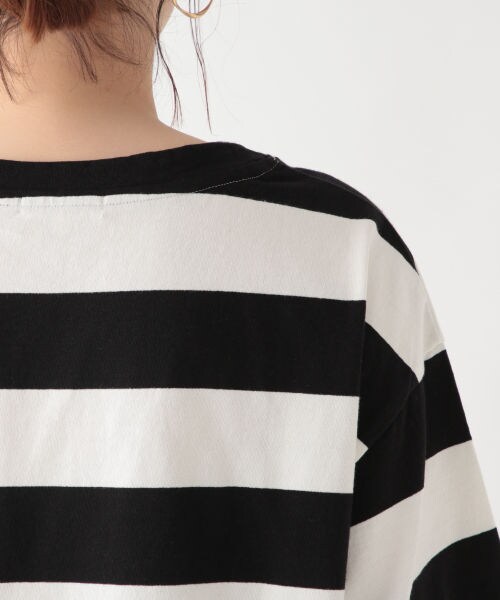 studio CLIP（スタディオクリップ）の「USAコットン7分袖アソートプルオーバー[WEB限定プラスサイズ]（トップス・ホワイト×ブラック/ブラック×グリーン/ネイビー×レッド/ホワイト×ブルー/オフホワイト/チャコール）」の12枚目の写真