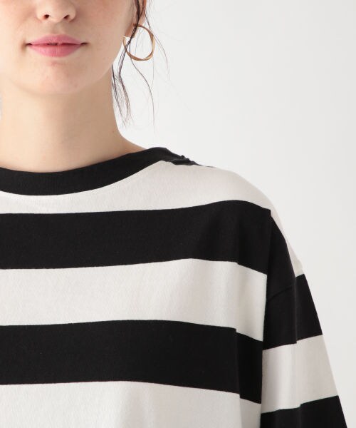 studio CLIP（スタディオクリップ）の「USAコットン7分袖アソートプルオーバー[WEB限定プラスサイズ]（トップス・ホワイト×ブラック/ブラック×グリーン/ネイビー×レッド/ホワイト×ブルー/オフホワイト/チャコール）」の9枚目の写真