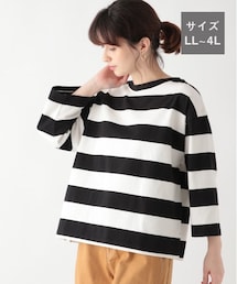 studio CLIP | USAコットン7分袖アソートプルオーバー[WEB限定プラスサイズ](トップス)