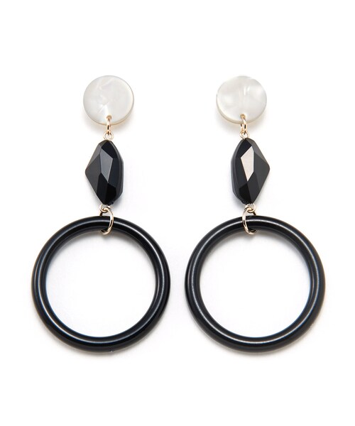 GRL(グレイル)の「シェル×ストーンデザインピアス(ピアス(両耳用)・レディース・ブラック/アイボリー/ブルー・F/F)」の1枚目の写真