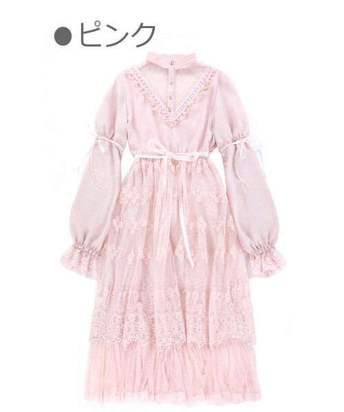 Bobon21（ボボンニジュウイチ）の「Sweetガーリーフラワーチュールドレス-全２色-（ワンピース・レディース・ホワイト/ピンク・S/M/L）」の2枚目の写真