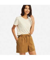 PT ネイビー ショートパンツ コットン・リネン リネンコットン ドローストリングショートパンツ/40代50代からのメンズ