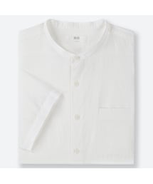 UNIQLO | リネンコットンスタンドカラーシャツ（半袖）(シャツ/ブラウス)