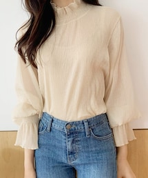 DHOLIC | ハーフネックリンクルブラウス(シャツ/ブラウス)