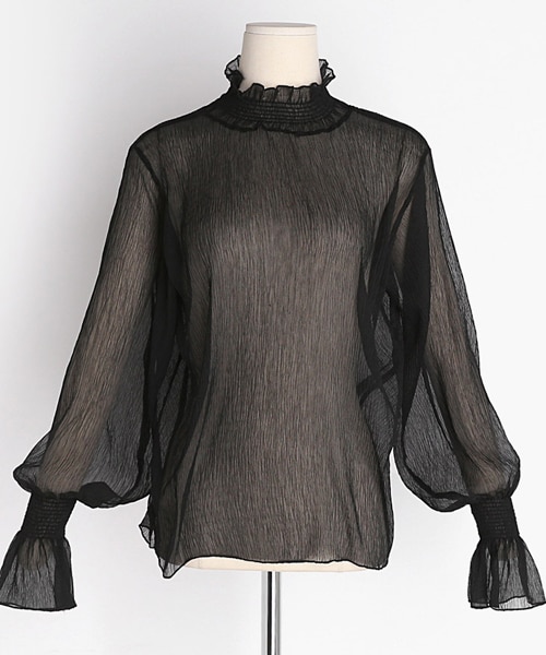 DHOLIC（ディーホリック）の「ハーフネックリンクルブラウス（シャツ/ブラウス・レディース・ベージュ/ホワイト/ブラック・FREE）」の3枚目の写真