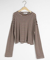 DHOLIC | クロップドルーズボーダーTシャツ(Tシャツ/カットソー)