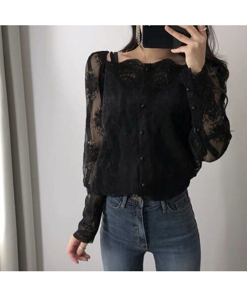 no brand（ノーブランド）の「CO090:オフショル総レーストップス（シャツ/ブラウス・レディース・その他）」の3枚目の写真