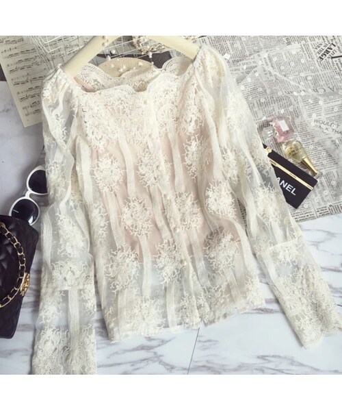 no brand（ノーブランド）の「CO090:オフショル総レーストップス（シャツ/ブラウス・レディース・その他）」の4枚目の写真