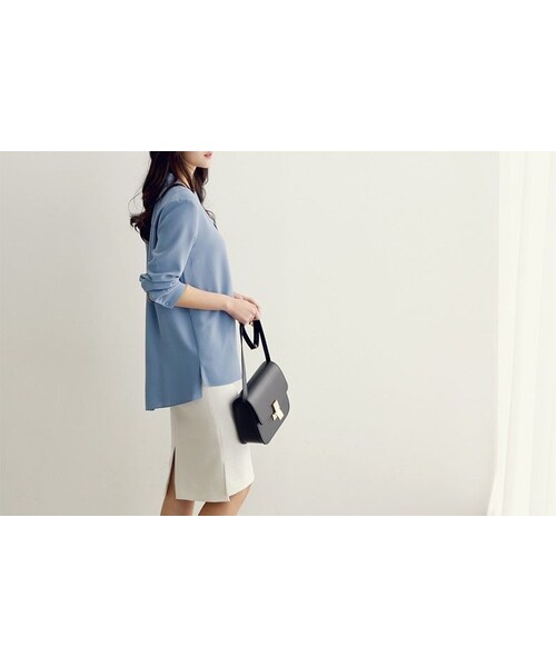 no brand（ノーブランド）の「CO066: フロントリボンシンプルシャツ（シャツ/ブラウス・レディース・その他）」の8枚目の写真