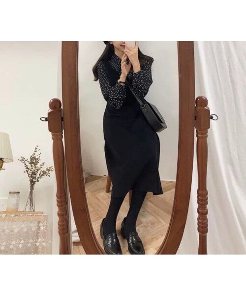 no brand(ノーブランド)の「CO044: ドット柄シャツ付きワンピース(ワンピース・レディース・その他)」の5枚目の写真