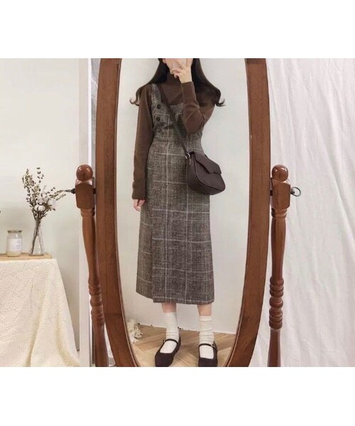 no brand（ノーブランド）の「CO041: Iライングレンチェックミディアムワンピース（ワンピース・レディース・その他）」の2枚目の写真