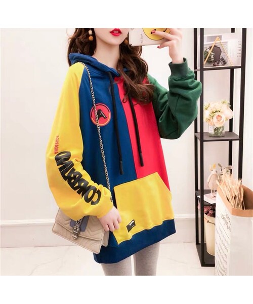 no brand（ノーブランド）の「CO023: スポーティーフード付きざっくりパーカー（ワンピース・レディース・その他）」の3枚目の写真