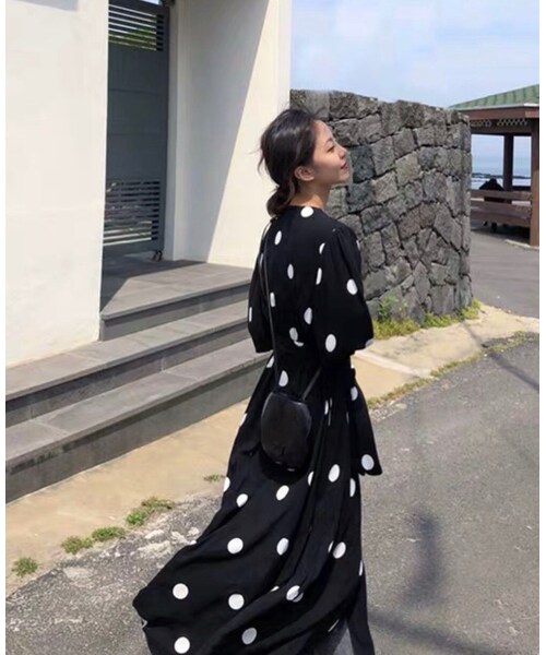 no brand（ノーブランド）の「CO014: ロングドット柄ワンピース（ワンピース・レディース・その他）」の7枚目の写真