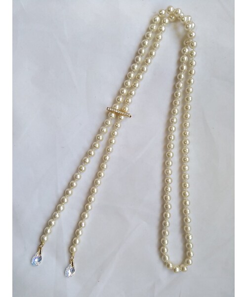 Handmade ハンドメイド の ティアドロップネックレス シャイニーパール C G ピアス 両耳用 Wear