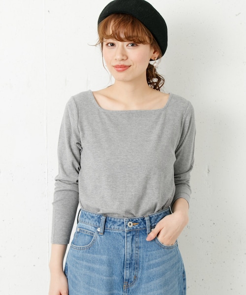 URBAN RESEARCH Sonny Label（アーバンリサーチサニーレーベル）の「リブスクエアネックプルオーバー（トップス・レディース・グレー/ブラック/ホワイト/レッド・FREE）」の2枚目の写真