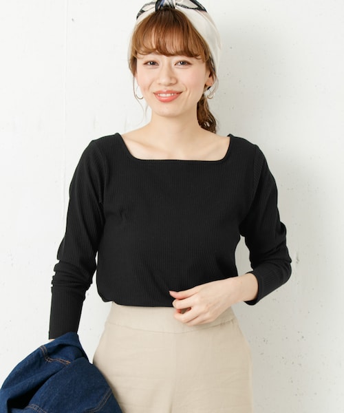 URBAN RESEARCH Sonny Label（アーバンリサーチサニーレーベル）の「リブスクエアネックプルオーバー（トップス・レディース・グレー/ブラック/ホワイト/レッド・FREE）」の3枚目の写真