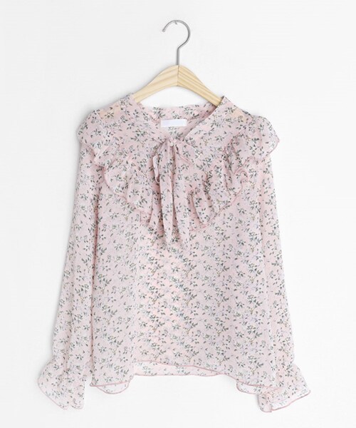 DHOLIC（ディーホリック）の「フリルネックリボン花柄ブラウス（シャツ/ブラウス・レディース・ホワイト/その他/ブルー/ピンク・FREE）」の3枚目の写真