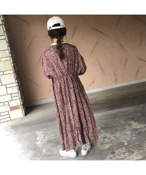 copine（コピン）の「【スペシャルプライス！定価3190円→1430円】ウエストギャザー小花柄ガウンワンピース(3color)【クリックポスト対象商品】（ワンピース・レディース・その他）」の7枚目の写真