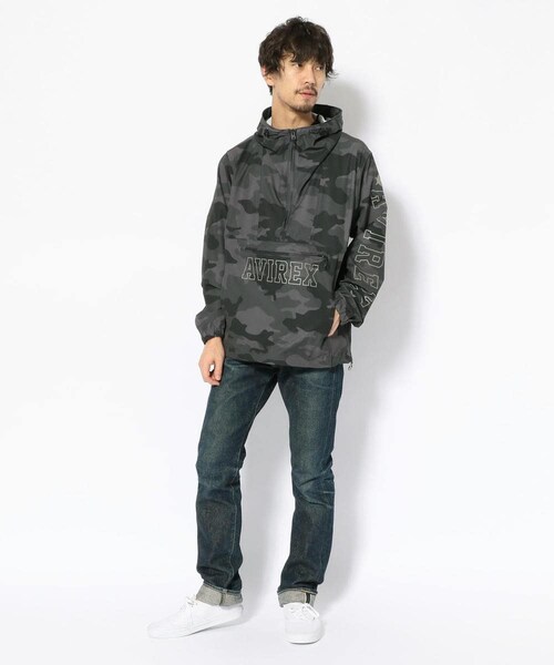 AVIREX（アヴィレックス）の「リフレクティブ ロゴ ストレッチ アノラック/REFLECTIVE LOGO STRETCH ANORAK（ジャケット/アウター・メンズ・WHITE/BLUE/GREY/CAMO・M, L, XL, XXL）」の9枚目の写真