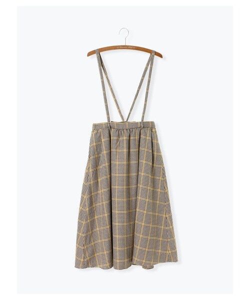 Samansa Mos2（サマンサ モスモス）の「変形ギンガムチェックサス付スカート（スカート・チャコールグレー/ベージュ/イエロー/グリーン・F）」の15枚目の写真