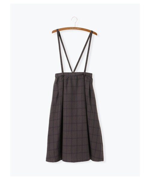 Samansa Mos2（サマンサ モスモス）の「変形ギンガムチェックサス付スカート（スカート・チャコールグレー/ベージュ/イエロー/グリーン・F）」の13枚目の写真