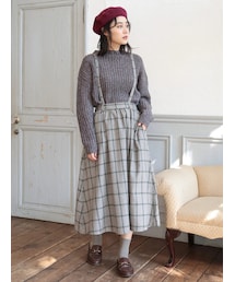Samansa Mos2 | 変形ギンガムチェックサス付スカート(スカート)