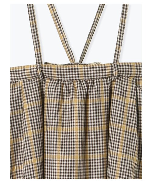 Samansa Mos2（サマンサ モスモス）の「変形ギンガムチェックサス付スカート（スカート・チャコールグレー/ベージュ/イエロー/グリーン・F）」の7枚目の写真