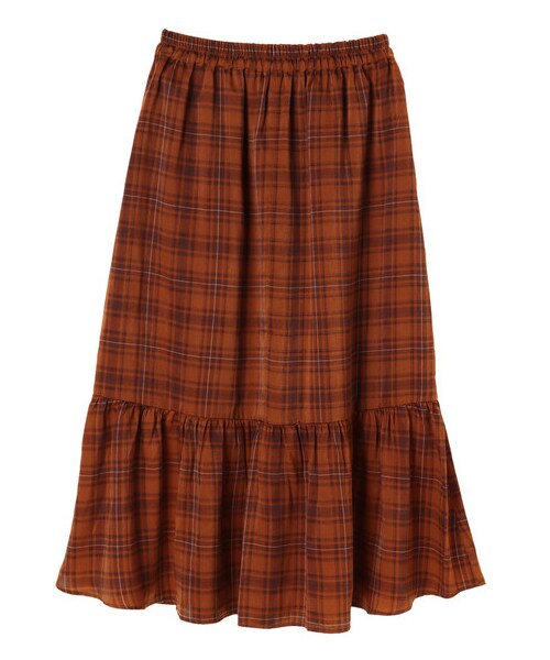 Green　Parks（グリーンパークス）の「≪USED≫・チェック柄ティアードスカート（スカート・キャメル/ネイビー・F）」の4枚目の写真