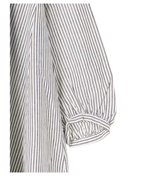 earth music&ecology(アースミュージックアンドエコロジー)の「・バンドカラーフレアシャツワンピース(ワンピース/ドレス・オフホワイト/グレーベージュ/ストライプ・F)」の11枚目の写真