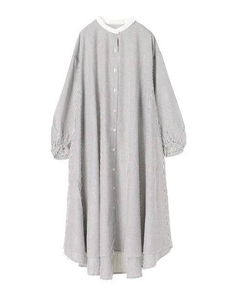 earth music&ecology(アースミュージックアンドエコロジー)の「・バンドカラーフレアシャツワンピース(ワンピース/ドレス・オフホワイト/グレーベージュ/ストライプ・F)」の15枚目の写真