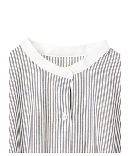 earth music&ecology(アースミュージックアンドエコロジー)の「・バンドカラーフレアシャツワンピース(ワンピース/ドレス・オフホワイト/グレーベージュ/ストライプ・F)」の10枚目の写真