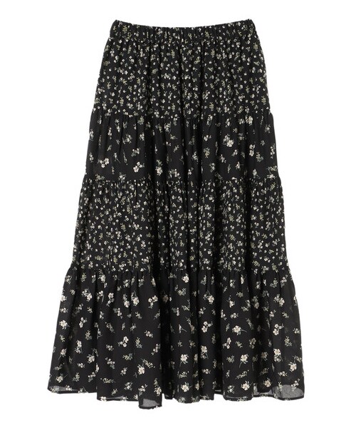 earth music&ecology（アースミュージックアンドエコロジー）の「ミックスパターンティアードスカート（スカート・ドット/フラワーベージュ/フラワーブラック・F）」の19枚目の写真