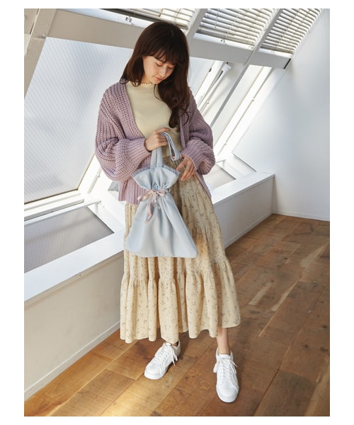 earth music&ecology（アースミュージックアンドエコロジー）の「ミックスパターンティアードスカート（スカート・ドット/フラワーベージュ/フラワーブラック・F）」の10枚目の写真