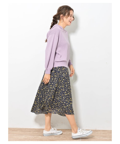 earth music&ecology（アースミュージックアンドエコロジー）の「≪USED≫・プリーツギャザースカート（スカート・ダークベージュ/ライトイエロー/ミント/ラベンダー/ドット/フラワーベージュ/フラワーネイビー・F）」の5枚目の写真