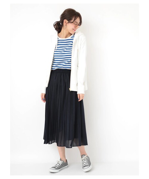 earth music&ecology（アースミュージックアンドエコロジー）の「≪USED≫・プリーツギャザースカート（スカート・ダークベージュ/ライトイエロー/ミント/ラベンダー/ドット/フラワーベージュ/フラワーネイビー・F）」の21枚目の写真