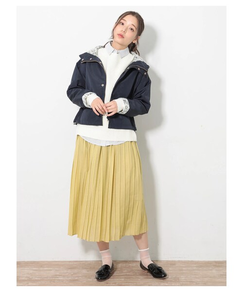 earth music&ecology（アースミュージックアンドエコロジー）の「≪USED≫・プリーツギャザースカート（スカート・ダークベージュ/ライトイエロー/ミント/ラベンダー/ドット/フラワーベージュ/フラワーネイビー・F）」の14枚目の写真