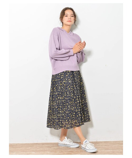 earth music&ecology（アースミュージックアンドエコロジー）の「≪USED≫・プリーツギャザースカート（スカート・ダークベージュ/ライトイエロー/ミント/ラベンダー/ドット/フラワーベージュ/フラワーネイビー・F）」の6枚目の写真