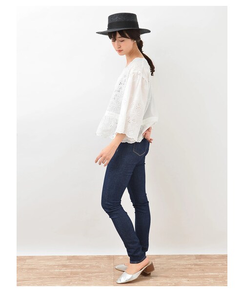 earth music&ecology（アースミュージックアンドエコロジー）の「・ワイドリムカンカン帽（帽子・アイボリー/ブラック・F）」の4枚目の写真