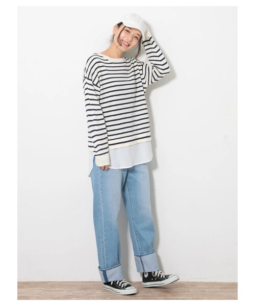 earth music&ecology（アースミュージックアンドエコロジー）の「COTTON USAデニムパンツ(ストレート)（パンツ・ライトインディゴ/ミディアムインディゴ/ダークインディゴ・S/M/L）」の2枚目の写真
