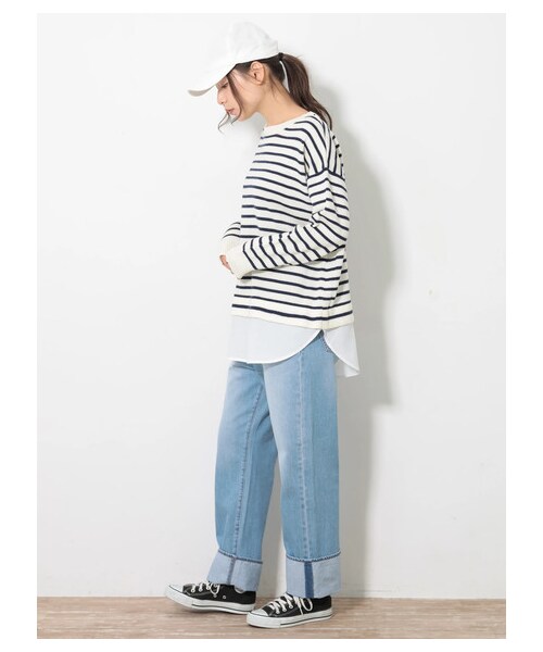 earth music&ecology（アースミュージックアンドエコロジー）の「COTTON USAデニムパンツ(ストレート)（パンツ・ライトインディゴ/ミディアムインディゴ/ダークインディゴ・S/M/L）」の3枚目の写真
