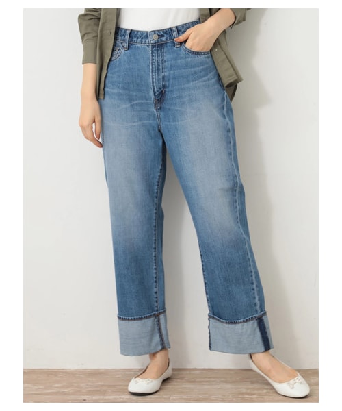 earth music&ecology（アースミュージックアンドエコロジー）の「COTTON USAデニムパンツ(ストレート)（パンツ・ライトインディゴ/ミディアムインディゴ/ダークインディゴ・S/M/L）」の14枚目の写真
