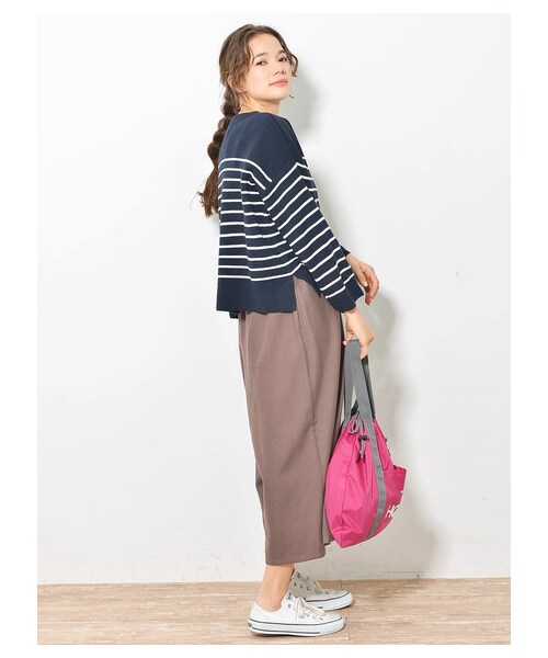 earth music&ecology（アースミュージックアンドエコロジー）の「・あったかツイルスカーチョ（パンツ・ベージュ/モカ/ダークネイビー/チェックネイビー/チェックベージュ/チェックブラック・F）」の9枚目の写真