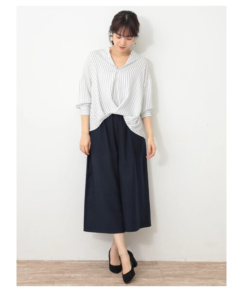 earth music&ecology（アースミュージックアンドエコロジー）の「・あったかツイルスカーチョ（パンツ・ベージュ/モカ/ダークネイビー/チェックネイビー/チェックベージュ/チェックブラック・F）」の17枚目の写真