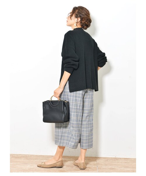 earth music&ecology（アースミュージックアンドエコロジー）の「・あったかツイルスカーチョ（パンツ・ベージュ/モカ/ダークネイビー/チェックネイビー/チェックベージュ/チェックブラック・F）」の7枚目の写真