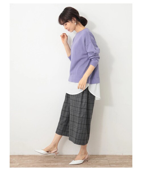 earth music&ecology（アースミュージックアンドエコロジー）の「・あったかツイルスカーチョ（パンツ・ベージュ/モカ/ダークネイビー/チェックネイビー/チェックベージュ/チェックブラック・F）」の22枚目の写真