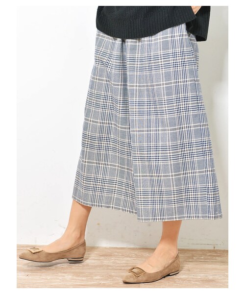 earth music&ecology（アースミュージックアンドエコロジー）の「・あったかツイルスカーチョ（パンツ・ベージュ/モカ/ダークネイビー/チェックネイビー/チェックベージュ/チェックブラック・F）」の8枚目の写真