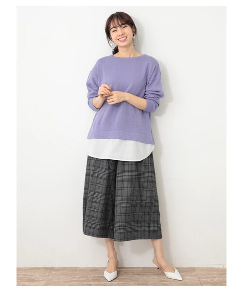 earth music&ecology（アースミュージックアンドエコロジー）の「・あったかツイルスカーチョ（パンツ・ベージュ/モカ/ダークネイビー/チェックネイビー/チェックベージュ/チェックブラック・F）」の21枚目の写真