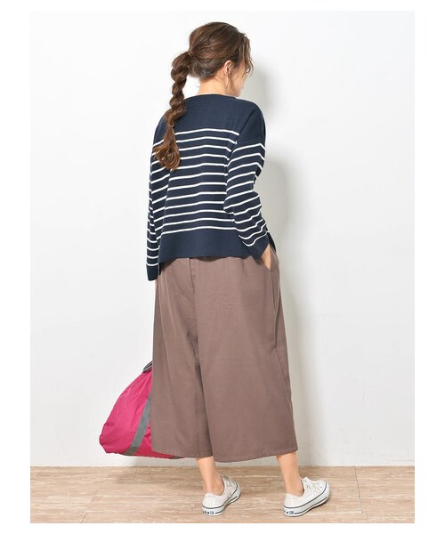 earth music&ecology（アースミュージックアンドエコロジー）の「・あったかツイルスカーチョ（パンツ・ベージュ/モカ/ダークネイビー/チェックネイビー/チェックベージュ/チェックブラック・F）」の10枚目の写真