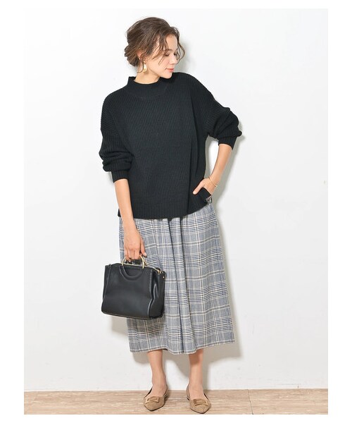 earth music&ecology（アースミュージックアンドエコロジー）の「・あったかツイルスカーチョ（パンツ・ベージュ/モカ/ダークネイビー/チェックネイビー/チェックベージュ/チェックブラック・F）」の6枚目の写真