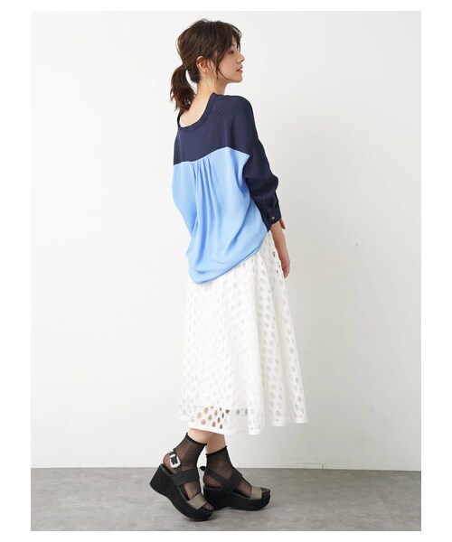 YECCA VECCA（イェッカヴェッカ）の「ドットレースフレアスカート（スカート・ホワイト/ブラック・F）」の2枚目の写真